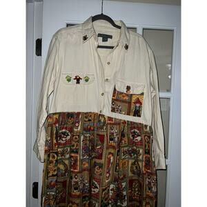 Upper west side womens thanksgiving themed dress with charms handmade large